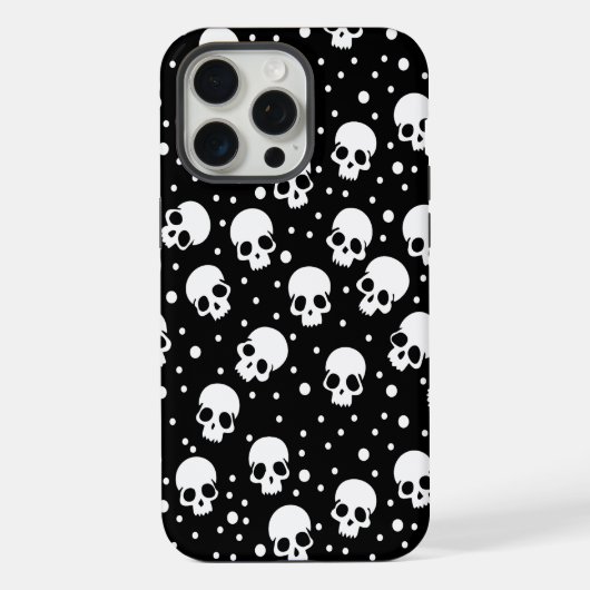 モノクロドットスカル iPhoneケース (裏面)