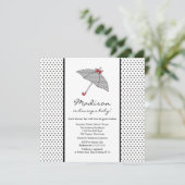 モノクロドット傘 ベビーシャワー 招待状 (スタンド正面)
