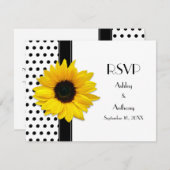 モノクロドット柄の結婚式出欠確認カード 出欠カード (正面/裏面)