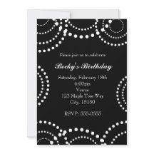 モノクロドット スワールパーティー招待状