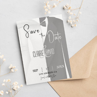 モノクロドレス タキシード Save The Date カード