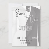 モノクロドレス タキシード Save The Date カード (正面)