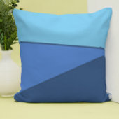 モノクロネイビーブルーティール（緑がかった色）モダンカラーブロック クッション