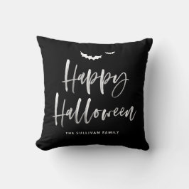 モノクロハッピーハロウィンブラシカリグラフィー クッション