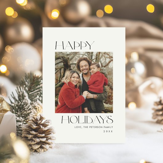 モノクロハッピーホリデー写真 シーズンカード