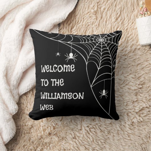 モノクロハロウィーンスパイダーウェブへようこそ クッション (ブランケット)