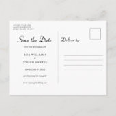 モノクロハートのカリグラフィー・スクリプトの結婚式日程カード 案内ポストカード (裏面)