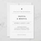 モノクロハートの結婚式 - エレガントなタイポグラフィ 招待状 (正面)