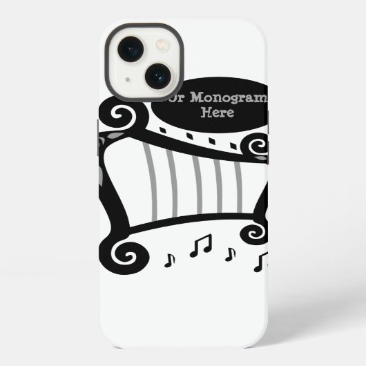 モノクロハープモノグラム iPhoneケース (裏面)