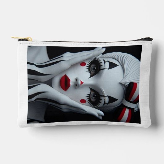 モノクロハーレクイン化粧バッグはっきりした- & エレガント P アクセサリーポーチ (正面)