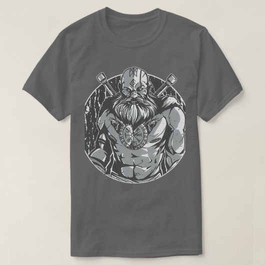 モノクロバイキング戦士 Tシャツ (デザイン正面)