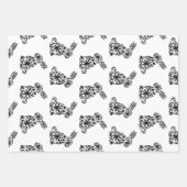 モノクロバニーと卵ミニマリストセット3 ラッピングペーパーシート (正面3)