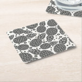 モノクロパイナップル2 スクエアペーパーコースター (アングル)