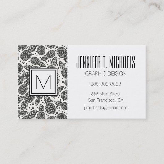 モノクロパイナップル|モノグラム 名刺 (正面)