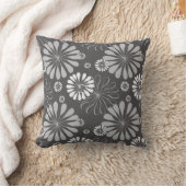 モノクロパターン(の模様が)あるフローラ角枕 クッション (ブランケット)