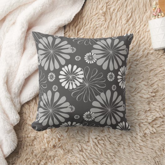 モノクロパターン（の模様が）あるフローラ角枕 クッション (ブランケット)