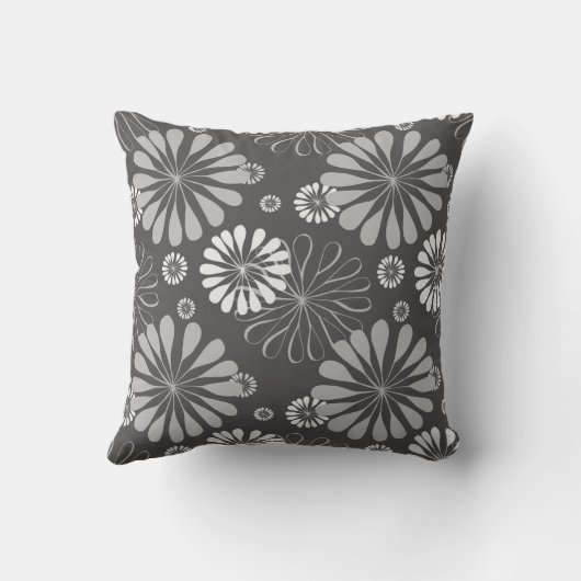 モノクロパターン（の模様が）あるフローラ角枕 クッション (裏面)