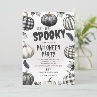 モノクロパンプキン ハロウィンパーティー招待状 招待状