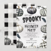 モノクロパンプキン ハロウィンパーティー招待状 招待状 (正面/裏面)