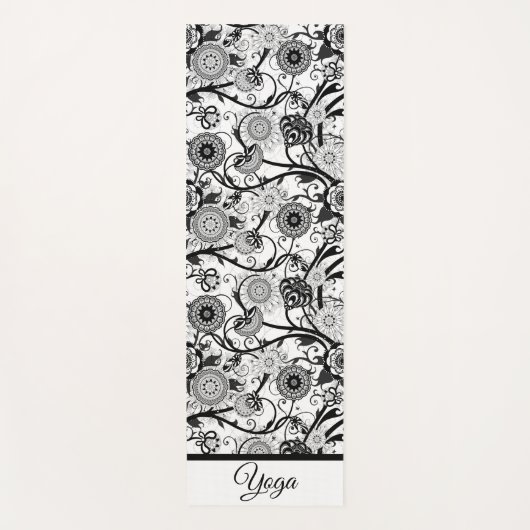 モノクロパーソナライズされた曼荼羅 ヨガマット (正面)