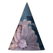 モノクロパープル：フローラ水色シームレス パーティーハット (左)