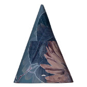 モノクロパープル：フローラ水色シームレス パーティーハット (右)