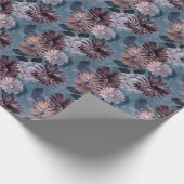モノクロパープル：フローラ水色シームレス ラッピングペーパー (角)