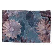 モノクロパープル:フローラ水色シームレス 枕カバー (裏面)