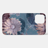 モノクロパープル:フローラ水色シームレス Case-Mate iPhoneケース (裏面 (横))