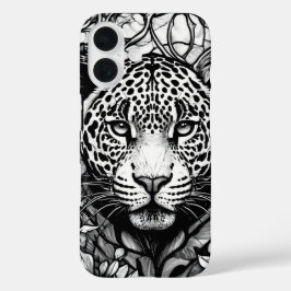 モノクロヒョウ柄ファッション iPhone 16ケース