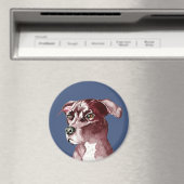 モノクロピットブルドッグウォーター絵を描カラー マグネット (インサイチュ (食洗機))