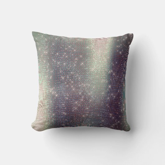 モノクロピンクティール（緑がかった色）メタリックスパークリーシークイン クッション (正面)