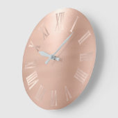 モノクロピンクローズ金ゴールドメタリックローマンヌマー ラージ壁時計 (傾斜)