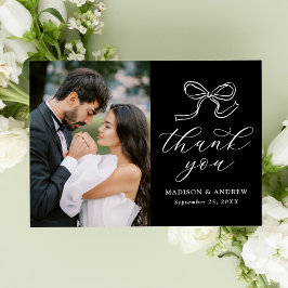 モノクロフォトウェディング 結婚式のバウ サンキューカード