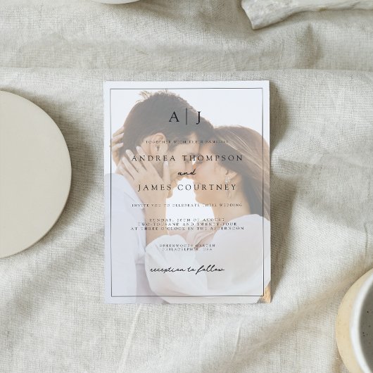 モノクロフォトオーバーレイ結婚ズ 招待状