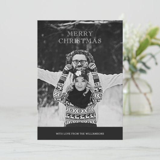 モノクロフォトメリークリスマスグリーティングカード シーズンカード (スタンド正面)