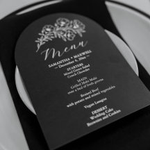 モノクロフラワーの結婚式メニュー