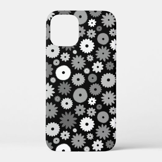 モノクロフラワーの繰り返しパターン Case-Mate iPhoneケース (裏面)