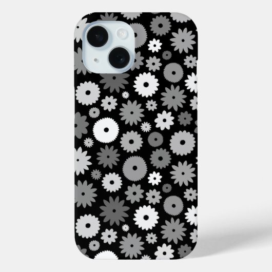 モノクロフラワーの繰り返しパターン Case-Mate iPhoneケース (裏面)