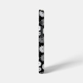 モノクロフラワーの繰り返しパターン iPhoneケース (左側面)