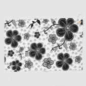 モノクロフラワープリント ゴルフタオル (横)