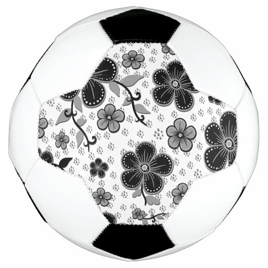 モノクロフラワープリント サッカーボール (正面)