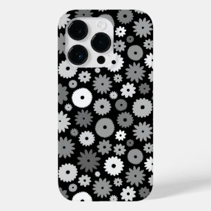 モノクロフラワーモチーフの連続パターン Case-Mate iPhone 14 PROケース