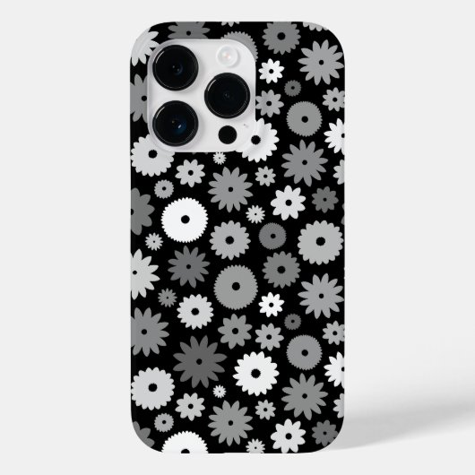 モノクロフラワーモチーフの連続パターン Case-Mate iPhoneケース (裏面)