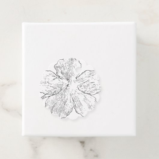 モノクロフラワーラインアートのギフトタグ フェイバータグ (インサイチュ)