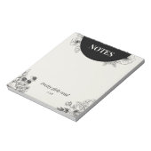 モノクロフラワーリーディングノートページ ノートパッド (回転)
