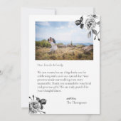 モノクロフラワー カスタマイズ可能な感謝カード サンキューカード (裏面)