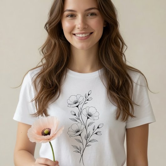 モノクロフラワー Tシャツ