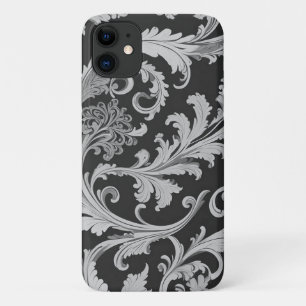 モノクロフルーアアンティークパターン iPhone 11 ケース