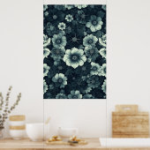 モノクロフローラエレガンス：白黒 ポスター (キッチン)